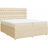  Krevet s oprugama i madracem krem 200 x 200 cm od tkanine | shoptok.hr