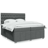 vidaXL Box spring postelja z vzmetnico temno siva 200x200 cm blago | Shoptok.si