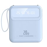 Avizar Baterija PowerBank 10000mAh 20W z LED zaslonom / svetilko / kompaktnimi kabli, Modra, (5000017398) Cene