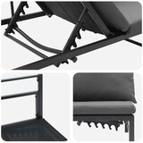  Suncobranska ležaljka za 3 osobe Crna 200 x 62 x 59 cm - s jastučićem | shoptok.hr
