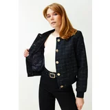 Trendyol Navy Blue Oversize Tweed Jacket Coat