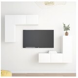  Komplet TV omaric 4-delni bela iverna plošča | Shoptok.si