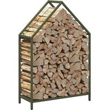 vidaXL stojalo za drva olivno zelena 60x25x90 cm hladno valjano jeklo | Shoptok.si