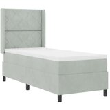 vidaXL Box Spring postelja z blazino svetlo siva 80x200 cm žamet | Shoptok.si