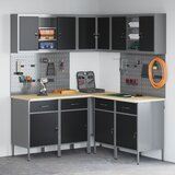 vidaXL 12-delni komplete delovnih omar in pegboard v črni barvi iz MDF in kovine, (22047450) | Shoptok.si