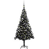  Umjetno osvijetljeno božićno drvce s kuglicama crno 240 cm PVC | shoptok.hr
