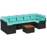  Sjedeća garnitura za vrt 8 kom. 7-Broj sjedala Crna i Tirkizna 298 x 132,5 x 69 cm | shoptok.hr