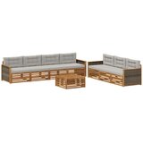vidaXL Zunanja garnitura za sedenje 8 pcs Naravna in svetlo siva, (5000280245) | Shoptok.si