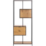 Actona Črn/v naravni barvi regal v hrastovem dekorju 77x185x35 cm Seaford – | Shoptok.si