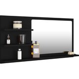  Kupaonsko ogledalo crno 90 x 10,5 x 45 cm konstruirano drvo | shoptok.hr