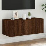  The Living Store Stenska TV omarica z LED lučkami rjavi hrast 80x35x31 cm - TV Stenska Omarica, (21499191) Cene