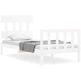 The Living Store Posteljni okvir z vzglavjem bel 100x200 cm trden les - Posteljni Okvir, (21523277) | Shoptok.si
