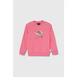 Emporio Armani Otroški bombažen pulover x The Smurfs roza barva