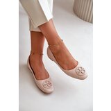 Kesi Women's ballet flats with eco-leather beige rhodike decoration Cene