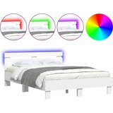 vidaXL Posteljni okvir z vzglavjem in LED bel 135x190 cm, (20978763) Cene