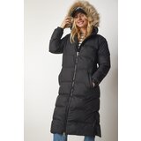  Women's Black Cream Hooded Puffy Coat | Eponuda.ba
