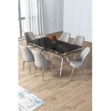 Hanah home trpezarijski set Prah, sto i 6 stolica, ploča u dekoru Sonata, hromirane noge, siva tkanina Babyface | Eponuda.com