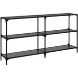 vidaXL Konzolna mizica s črno stekleno površino 158,5x30x81 cm jeklo | Shoptok.si