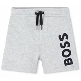 Boss Bombažne kratke hlače za dojenčke siva barva