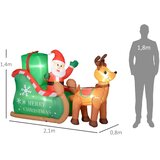 Djed Mraz sa saonicama i sobovima napuhavanje bijela LED rasvjeta 210 x 80 x 140 cm | shoptok.hr