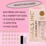 Nails Inc. NailingLife Press-On Nails umetni nohti odtenek Classic Kim Classic French Tip Square-Shaped 33 kos | Shoptok.si