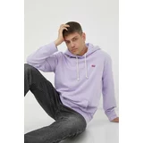 Levi's Bombažen pulover moška, vijolična barva, s kapuco