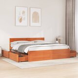 Maison Chic Posteljni okvir - Dvoposteljna postelja - Zakonska postelja brez vzmetnice vošč. rjav 180x200 cm borovina-J4553, (21770903) | Shoptok.si