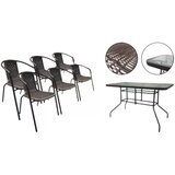 Lean Toys Vrtni komplet pohištva za teraso, steklena miza 150x90, stoli 6 kosov, rjave barve | Shoptok.si