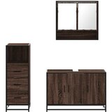  3-dijelni set kupaonskog namještaja boja smeđeg hrasta drveni | shoptok.hr
