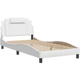  Posteljni okvir z LED lučkami bel 100x203 cm umetno usnje, (21111764) | Shoptok.si