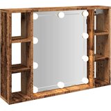 Ormarić s ogledalom LED boja staro drvo 76x15x55 cm drveni | shoptok.hr