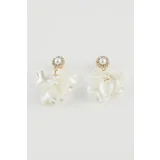 Defacto Women's Flower Patterned White Pearl Earrings