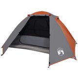 vidaXL Šotor za kampiranje 2 osebi siv oranžen 224x248x118cm 185T taft | Shoptok.si