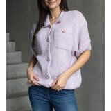 Gemre Women's purple short-sleeve sweater with decorative buttons Shela | Shoptok.si