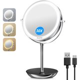 AUXMIR 20 cm polnilno kozmetično ogledalo z osvetlitvijo z 1×/30× povečavo Cene