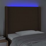 vidaXL LED posteljno vzglavje temno rjavo 93x16x118/128 cm blago | Shoptok.si