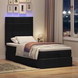  Otomanski krevet s madracem i LED crna 80x200cm tkanina | shoptok.hr
