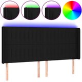 LED uzglavlje crno 203 x 16 x 118/128 cm od tkanine | shoptok.hr