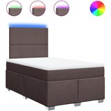vidaXL Box spring postelja z vzmetnico temno rjava 120x190 cm blago, (21321211) Cene