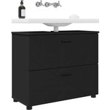 vidaXL Kopalniška omarica Črna 76.5 x 35 x 64 cm Konstruiran les | Shoptok.si