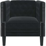 vidaXL Fotelj chesterfield črn žamet | Shoptok.si