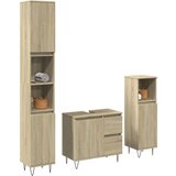 Maison Chic Kopalniški sestavi - Kopalniška garnitura 3-delna sonoma hrast inženirski les, (21788337) | Shoptok.si