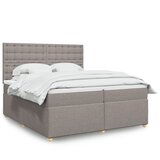  Boxspring - Krevet s oprugama i madracem smeđesivi 200x200 cm od tkanine - Sivo-smeđa 200 x 200 cm gumbi Cijene