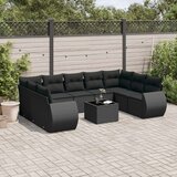 vidaXL 10-dijelni set vrtnih sofa s jastucima crni od poliratana | shoptok.hr
