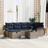  Vrtna sedežna garnitura z blazino 7 pcs Siva Poly ratan, (5000022429) | Shoptok.si