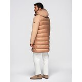 Ombre Men's long quilted jacket with large pockets - beige | shoptok.hr