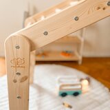 MeowBaby Roza/naravna barva trikotnik iz borovega lesa 112x61x94 cm Montessori - | Shoptok.si