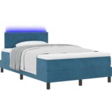 Box Spring Krevet s Madracem &amp LED Tamnoplavi 120x200 cm Baršun | shoptok.hr