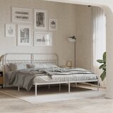 Maison Chic Kovinski Posteljni okvir - Dvoposteljna postelja - Zakonska postelja z vzglavjem bel 183x203 cm, (21693181) | Shoptok.si
