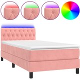  box spring s madracem LED ružičasti 90x190 cm baršunasti | shoptok.hr